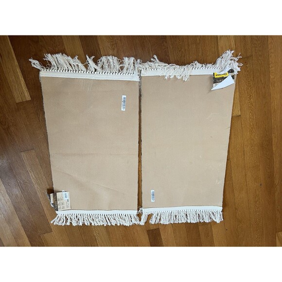 Bacova Antiqua Decorative Accent Rugs Set of 2 19x32 Quatrefoil Beige Fringe - Picture 3 of 4